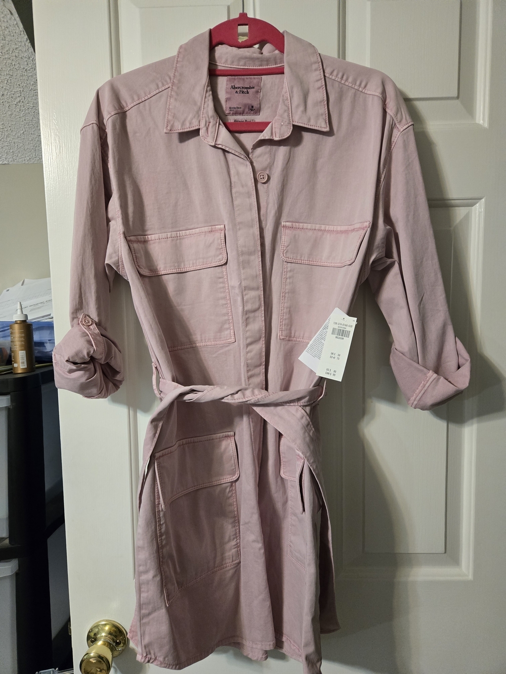 Abercrombie & Fitch Dusty Pink Utility Shirtdress